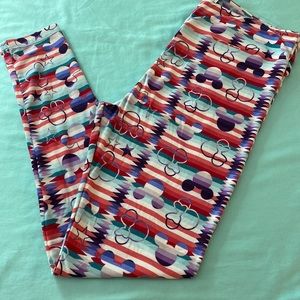 COPY - Striped Mickey & Minnie Head LuLaRoe Leggings
